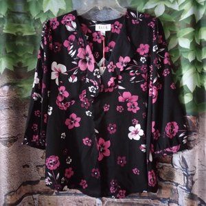 Black Floral Long Sleeve Blouse